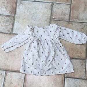 Zara Cream Floral Long Sleeve Kids Dress